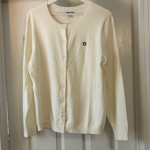 Chase Lands' End Women's ivory Button-Up Cardigan